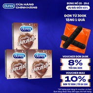 Bộ 3 hộp bao cao su Durex Naughty Chocolate hương socola size 52mm 3 bao/hộp