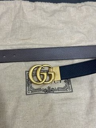 Gucci GG Marmont黑啡雙面皮帶