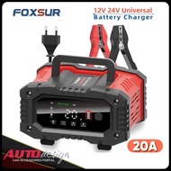 PROMO- FOXSUR 20A CHARGER AKI MOBIL MOTOR TRUK 12V 20A -24V 10A SMART CHARGER