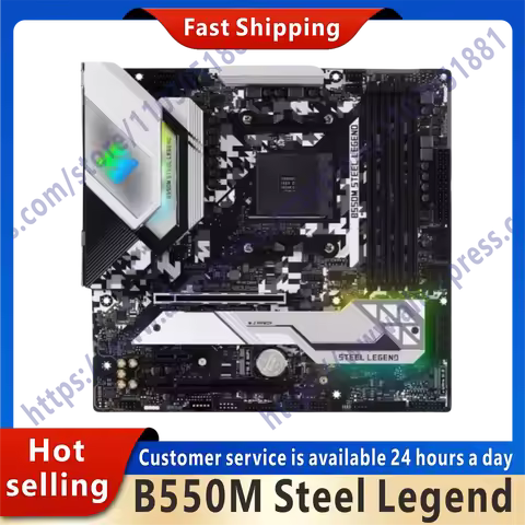 Used B550M Steel Legend motherboard slot AM4 B550 original desktop PCI-E 4.0 M.2 NVMe motherboard