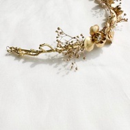枝條和黃銅花頭飾品新娘新娘婚紗飾品
