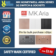 MK Honeywell Aria Switch Socket Singapore Safety Mark Approved White Grey Black Rose Gold