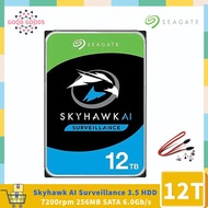 Seagate Skyhawk AI 12TB Surveillance Internal Hard Drive 3.5 HDD SATA 6Gb/s 256MB Cache for DVR NVR Security Camera System with Drive Health Management