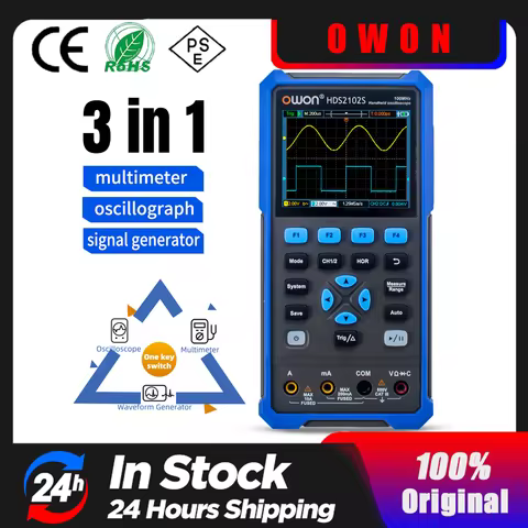 OWON HDS2102S HDS272S HDS242S Handheld Digital Oscilloscope 100MHz Bandwidth 500MS/s 2CH + 1CH Gener