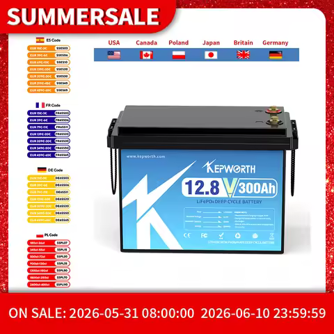 KEPWORTH 12V 180Ah 300Ah Lithium Iron Phosphate Battery With Upgraded BMS 6000 Cycles For RV Campers