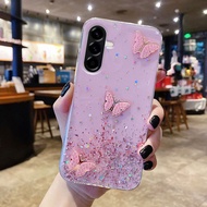 Ốp điện thoại cho Samsung A17 5g A07 4G A07 LTE với thiết kế sequin lấp lánh bướm Vỏ silicon mềm tro