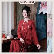 BA PHAP PHUC SET - Ba Ba Gam Outfit for ceremonies and outings with pleated sleeves - hand-embellish