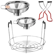 4 Pieces Canning Kit, 1PC Canning Rack+ 1PC Canning Jar Lifter Tong+ 2PC Canning Funnels, Canning Su