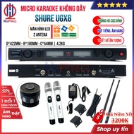 Bộ 02 Micro Không Dây Shure UGX8 2021 Mic Hút Tiếng Sáng Giảm Hú Mic Karaoke Không Dây Cao Cấp (Tặng