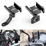 For Kawasaki Ninja 250 300 400 650 1000 ZX6R ZX10R ZX25R CNC Handlebar Mobile Phone Holder Mount GPS Stand Bracket Accessories