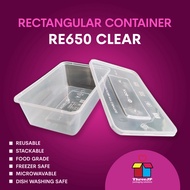 (50pcs) RE650 rectangular container 650ml clear