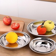 Stainless Steel Round Tray Plate Household Kitchen Dishes Reusable Plates Food Tableware Plates F7k6