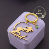 Personalized Taekwondo Judo Wrestling Keychain, Distinct Birthstone Stainless Steel Karate Men's Key