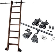 Retractable Rolling Ladder Hardware Library Sliding Ladder Hardware Kit with Round Track/Rail, Tensi
