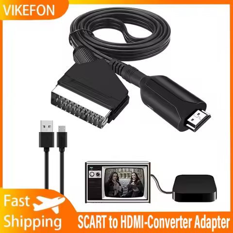 1080P SCART TO HDMI-compatible Video Audio Upscale Converter AV Signal HDMI-compatible TO SCART Adap