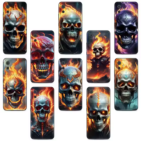 Flame Skull Painted Case For ASUS Zenfone 10 9 8 Flip 5z ROG Phone 2 3 5 5s 6 7 Pro ZS630KL Silicone