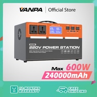 VANPA Portable Power Station 300W/600W AC 220V Output Large Capacity Battery Solar Generator Powerbank For Camping