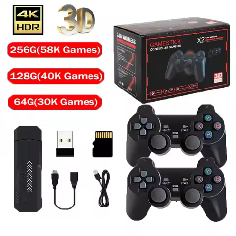 X2 Plus Retro Game Console - 256GB 4K HD Player w/ 50 Emulators & Wireless Controller for TV, 50,000
