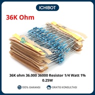 10x 36K ohm 36,000 36000 Resistor 1/4 Watt 1% 0.25W Metal film