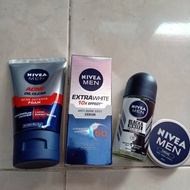 Paket Hemat Nivea Men (Foam , Serum Wajah , Deo , Creme 30ml)