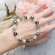 好眠-鈦赫茲.茶晶.月光石.拉長石-能量水晶手鍊