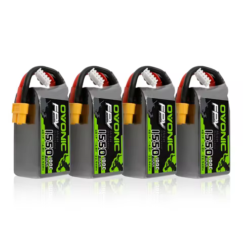 OVONIC 4s Lipo Battery 100C 1550mAh 14.8V Lipo Battery Soft Case with XT60 Connector for FPV(4 Packs