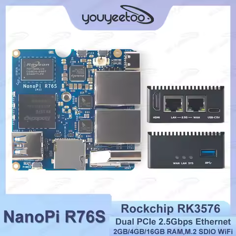 NanoPi R76S Dual PCIe 2.5Gbps Ethernet Open-sourced Mini IoT Gateway Rockchip RK3576 Routing Boards 
