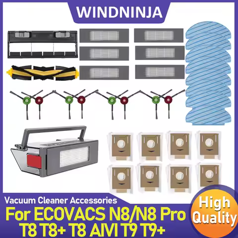 Main brush/Side brush/Dust Bag/Hepa Filter/Dust Box For ECOVACS Deebot T8 T8+ T8 AIVI T9 T9+ N8/N8 P