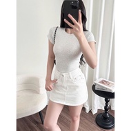 Borip Women's T-shirt REDE AT8 Bodycon Short Sleeves with Good Elasticity, Under 50kg