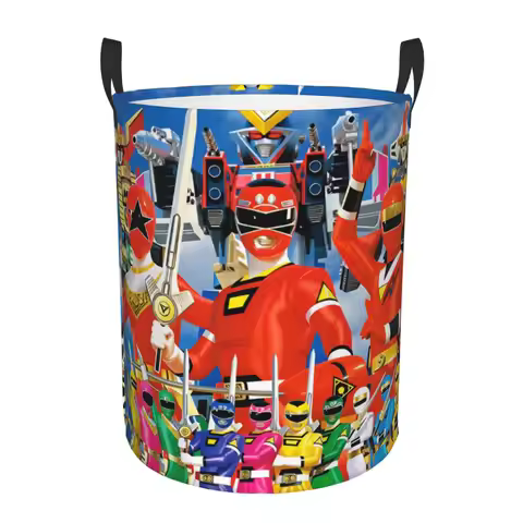 Ohranger Robo Super Sentai Red Racer Laundry Hamper Storage Basket Mega Red RV Robo Book Socks Bin O