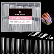 UNA GELLA Full Cover Nail Tips Square Gel Nails 120 PCS No C Curve XXL Extra Long Straight Curved Fa