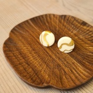 24K純鎏金白釉彩耳環 (大圓形)