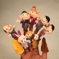 H studio 10 Pcs Cute Cartoon Finger Puppet Set Soft Velvet Dolls Props Toys with 6 People + 2 Animal