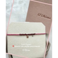 O'Dhima Silk Bracelet Garnet With White Gold Charm Pendant 0.02ct Diamond./ 9K Pink Flower