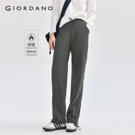 GIORDANO Women Joggers Polar Fleece Cuffs With Woven Label And Elastic Waist Knitted Joggers Trouser