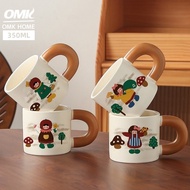 OMK Korean Ceramic Mug Cute Breakfast Mug 350ML