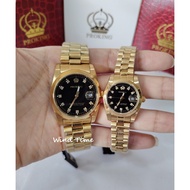 PROKING Couple Gold Watches With Diamond Dial Analog Quartz Stainless Steel Jam Tangan Pasangan