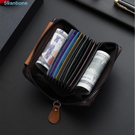 ANTIONE Three Fold Wallet, Zipper Solid Color Men Card Holder, Creative Multifunctional ID Card Hold