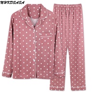 NHKDSASA Brand Pajama Set For Women's Sleepwear Long Sleeve Pyjamas Trousers Suit Printing Fashi
