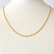 สร้อยคอทองคำแท้ 14k ขนาด 1.0 มม. ยาวทั้งเส้น 40 ซม 14k yellow gold Singapore necklace 1.0 mm long 16 inches or 40 cm in length