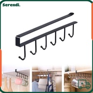 SERENDI Mug Hooks Under Cabinet, 6 Hook Adjustable Cups Holder,  Multifunction Hanging Space Saving 