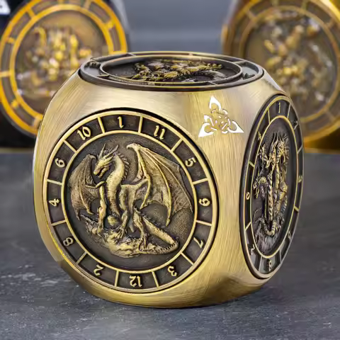 7-in-1 DND Metal Dice, 6 Sided 3D Relief Dragon Dice Spinner D and D Dice for Dungeon and Dragon