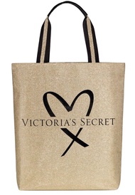 Victoria's Secret Official Fashion Show Gold Glamour Glitter Tote Bag New, Medium