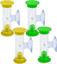 AZWOOD Hourglass with Suction Cup, Pack of 4 Colourful Hourglass Timer, 2 Mins (Yellow) 3 Mins (Gree