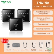 TNW N8/N9 Wireless Microphone Wireless Dua mikrofon Clip on  Mic untuk HP Camera Zoom Mic Youtube Vl