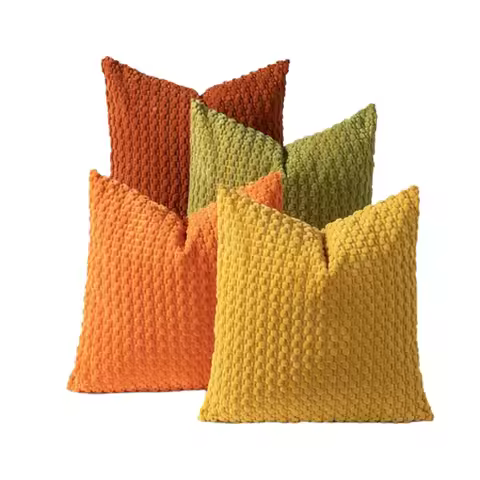 4PCS Grainy Texture Corn Kernel Throw Pillow Cover Corduroy Solid Color Sofa Cushion Cover Large Siz
