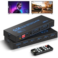 4K 60Hz HDMI Matrix 4x2 with Optical & 3.5mm Stereo Audio Out HDMI Matrix Switcher Splitter 4 In 2 O