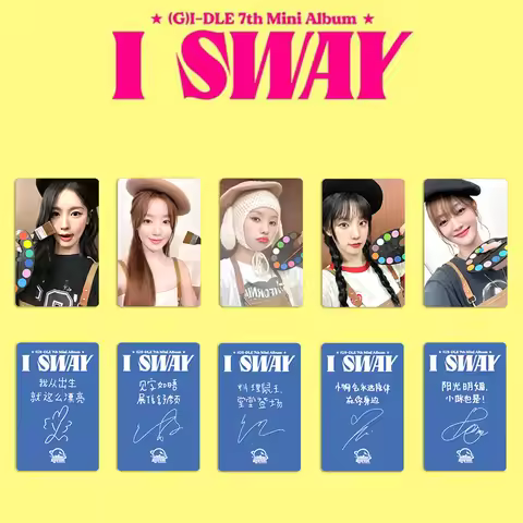 KPOP 5pcs/set(G) I-DLE Album Signature Card I SWAY LOMO Card Chinese Card Back Girl Collection Gift 
