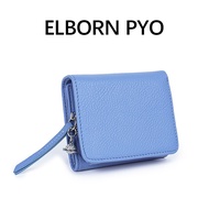 New Simple First Layer Cowhide Wallet Ladies Genuine Leather Foldable Short Card Holder with Zipper 
