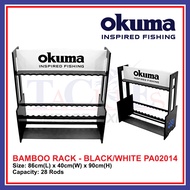 (28 Rod Max) Okuma Bamboo Rack Fishing Rod Stand Fishing Rod Rack Holder Fishing Pole Display Stand 